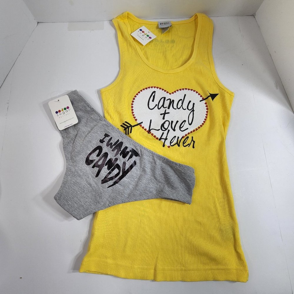Sugarfactory Candy Love Tank‎ and Underwear "I love Candy" Underwear NWT XL